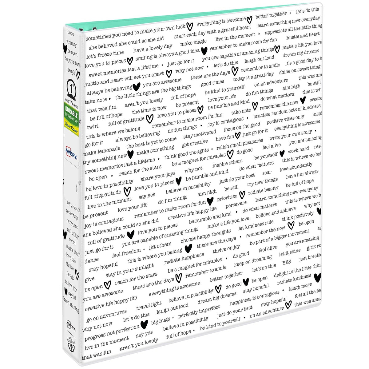 Avery + Amy - Carpeta de anillas redondas de 2.5 cm, capacidad para 175 hojas, carpeta, Find Inspiration, 1 Binder