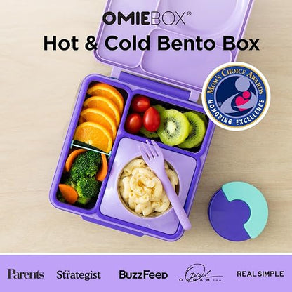 OmieBox Bento - Fiambrera con termos aislados para niños, Púrpura, ciruela, Purple Plum, 1