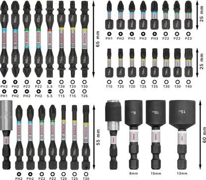 Bosch Set 36 puntas Impact Control Pro | 200 x 107 mm, accesorio profesional, destornillador, taladro/destornillador