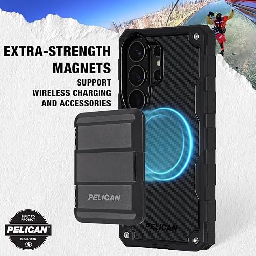 Pelican Shield - Funda para Samsung Galaxy S26 Ultra [Carga magnética e inalámbrica] con protección contra caídas de Grado Militar de 25 pies, Funda Resistente con Clip para cinturón para Samsung