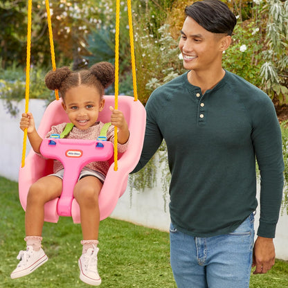 LITTLE TIKES, 2-in-1 Snug 'n Secure Swing, Columpio para Niñas, para Exterior o Interior, Cómodo y Seguro, Color Rosa