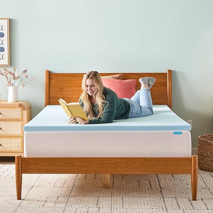 Linenspa - Colchoneta de Memory Foam con Gel - Sobrecolchón Refrescante de 5 cm - Topper para Colchón - Sensación Suave y Acolchada - Alivia Puntos de Presión - Queen