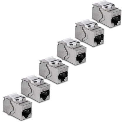 TRENDnet Cat6A RJ45 Keystone Acoplador en línea Keystone Jack, Paquete de 6, TC-KC06C6A, Conector Keystone Hembra a Hembra para Placas de Pared y Paneles de conexión Keystone Blindados en Blanco,
