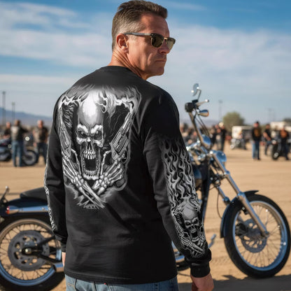 Hot Leathers Motocicleta GMD2076 - Camisa de Manga Larga para Hombre, Color Negro, Talla 3XL de EE. UU