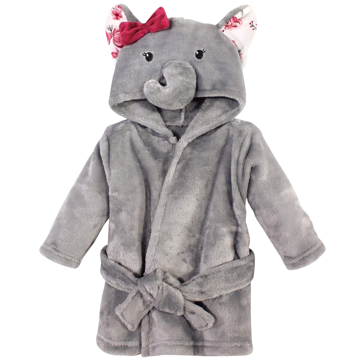 Hudson Baby - Albornoz unisex de felpa con cara de animal, elefante rosa gris, 0-9 meses