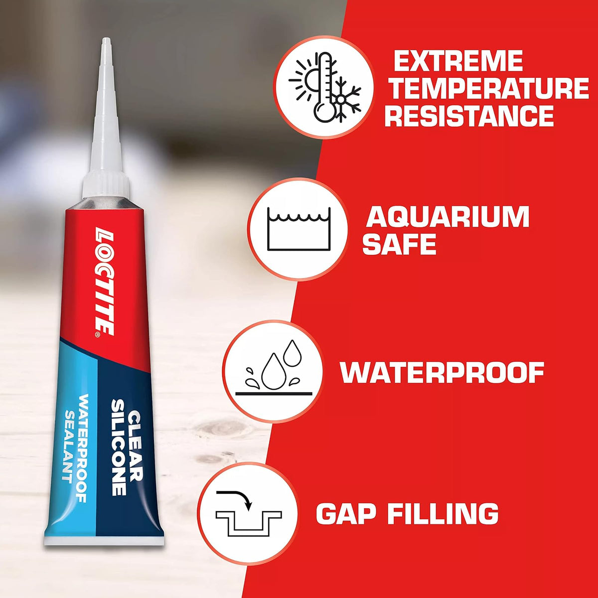 Loctite Sellador de silicona transparente impermeable, tubo de 79.85 ml (908570), Single 2.7 Oz Tube, Transparente