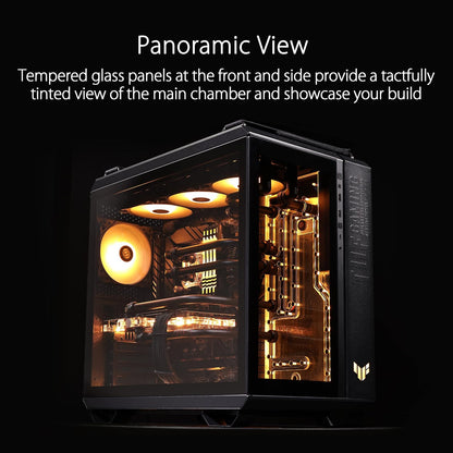 ASUS TUF Gaming GT502 ATX - Carcasa para computadora con Panel Frontal RGB botón, USB 3.2 Tipo C y 2 Puertos USB 3.0