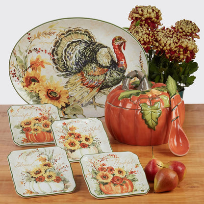 Certified International Harvest Morning - Platos de cena de 11 pulgadas, multicolor, grande, juego de 4