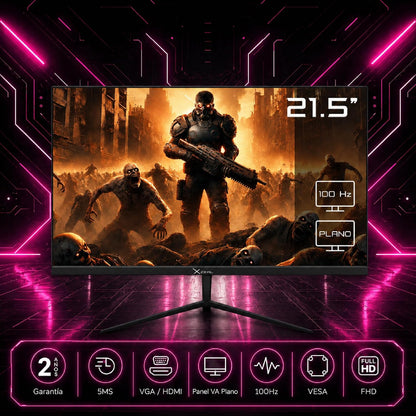 Xzeal Monitor 21.5" XST 580-1 Panel Plano VA HD 100Hz 5ms 1xVGA + 1xHDMI + 1xDC + Vesa 75x75mm Negro