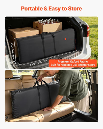 VEVOR Mesa de Bar Portátil 1105 x 390 x 1010 mm, Estación de Bar Plegable, Altura Ajustable, con Funda 2 Estantes de Almacenamiento Bolsa de Transporte, Barra de Bar Exterior para Eventos Feria Fiesta