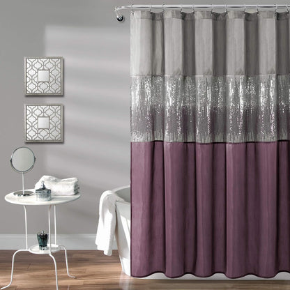 Lush Decor Night Sky - Cortina de Ducha, 72 x 72 Pulgadas, Gris y Morado