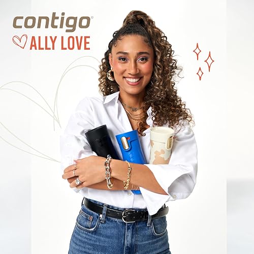 Contigo x Ally Love - Termo de acero inoxidable con aislamiento al vacío, tecnología Autoseal, a prueba de derrames, mantiene el frío 24 h y el calor 11 h, sin BPA, 473 ml, West Loop 3.0, Licorice