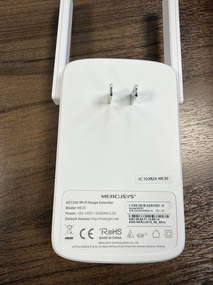 MERCUSYS Expansor de Rango AC1200 WiFi ME30, 2 Antenas, 2.4Ghz/5Ghz IEEE 802.11A, AC5, IEEE 802.11B/G/N (ME30)