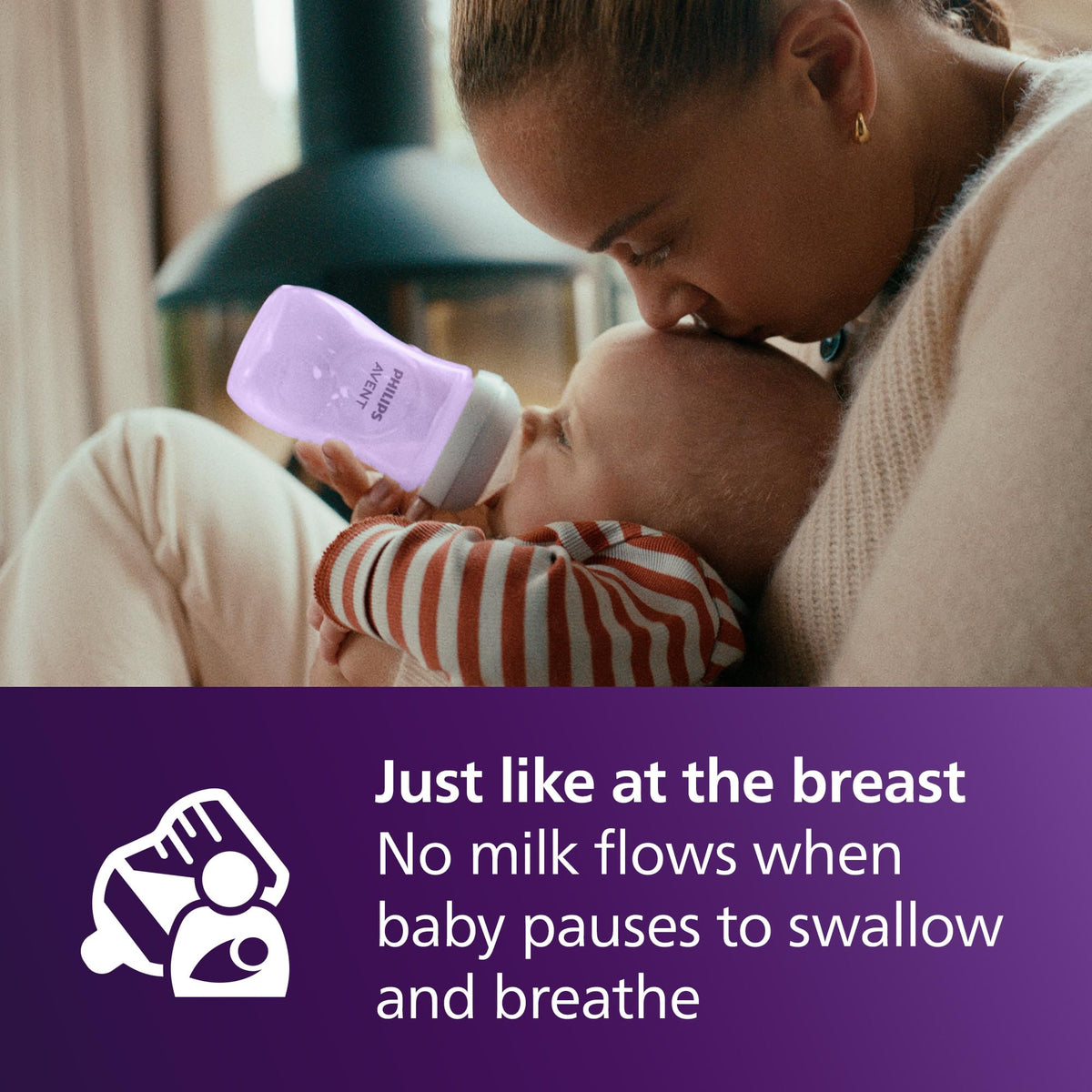 Philips AVENT Biberón natural con pezón de respuesta natural, morado, 9 onzas, paquete de 4 unidades, SCY903/34