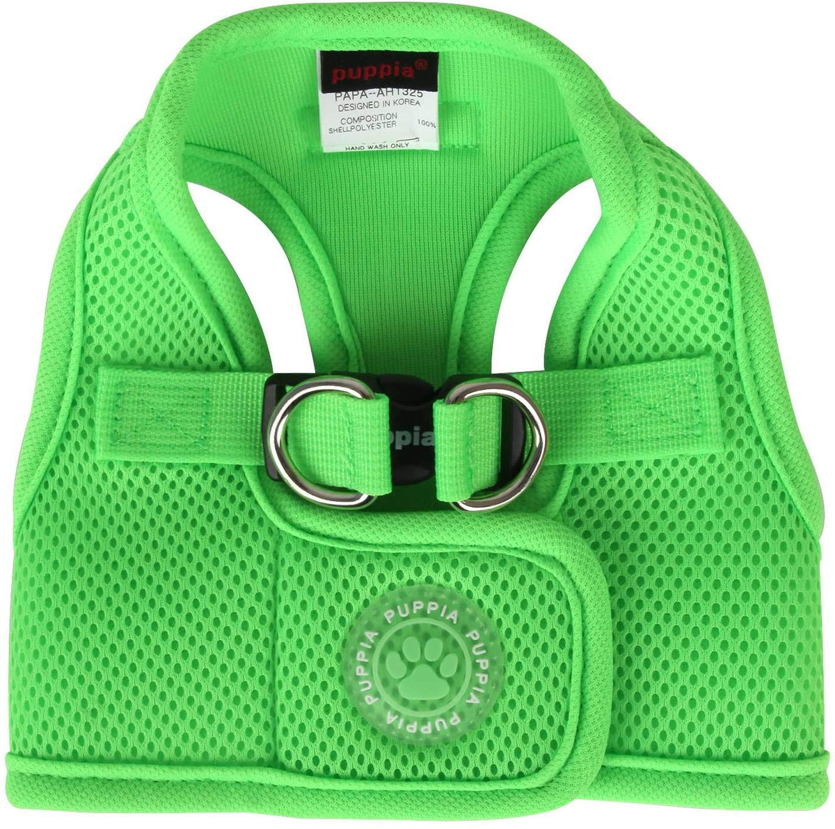 Puppia Authentic Neon Soft Vest Harness B, Verde, Pequeño