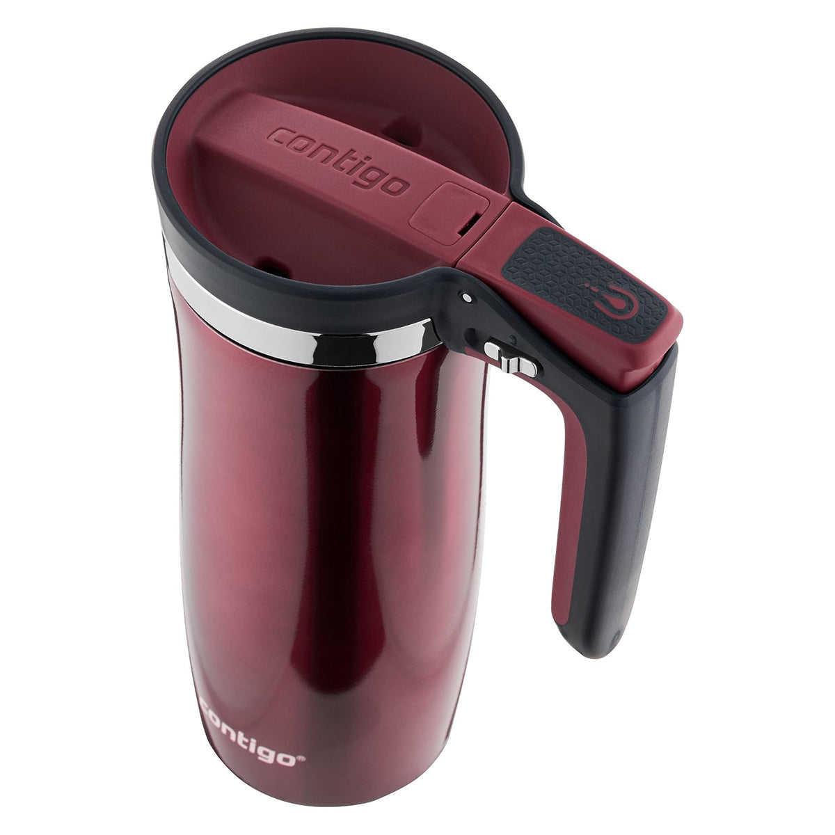 Contigo Jarra para viaje, con asa y cierre automático Autoseal, insulada, de acero inoxidable, con tapa fácil de limpiar, 473 ml, negra, Spiced Wine, 16-Oz, 1