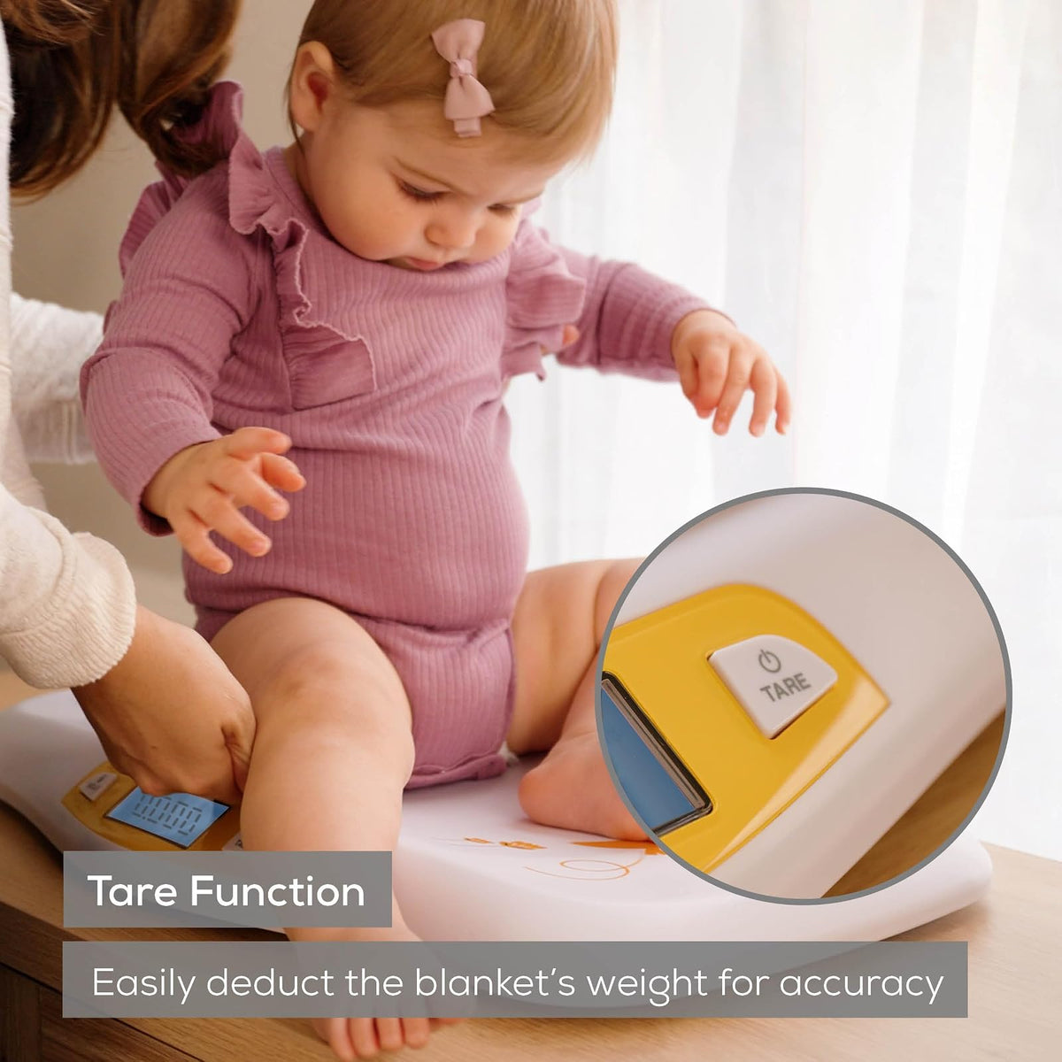Beurer BY80 Báscula digital para bebé, báscula para bebés para pesar en libras, onzas o kilogramos de hasta 44 libras, báscula para bebés recién nacidos con función de sujeción, báscula para mascotas
