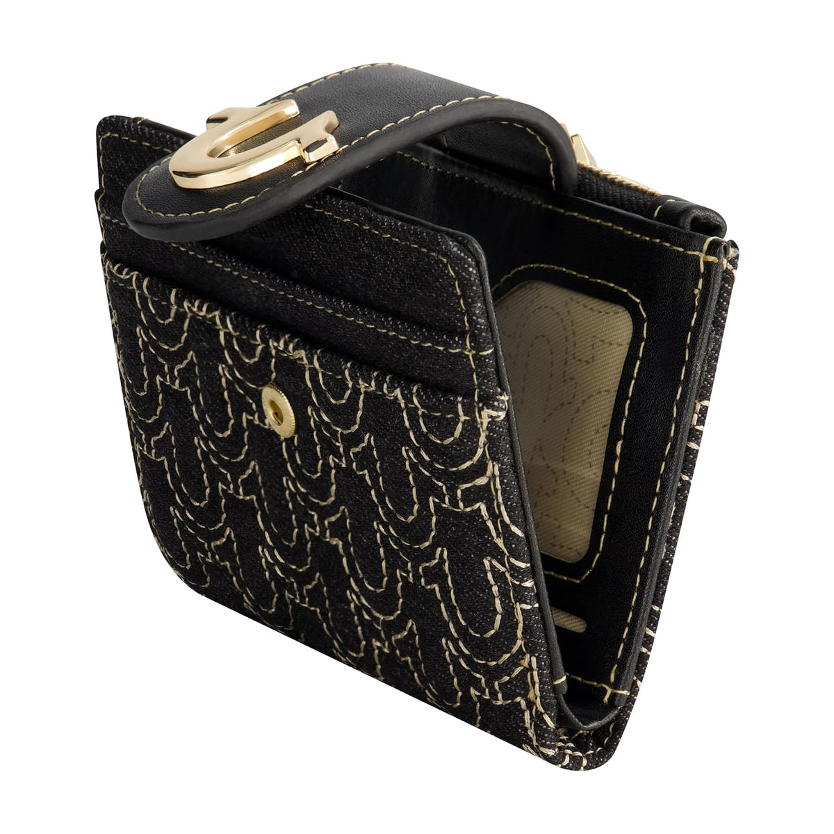 True Religion - Mini portafolios para mujer, logotipo de herradura, pequeño y compacto, negro, talla única, Negro -