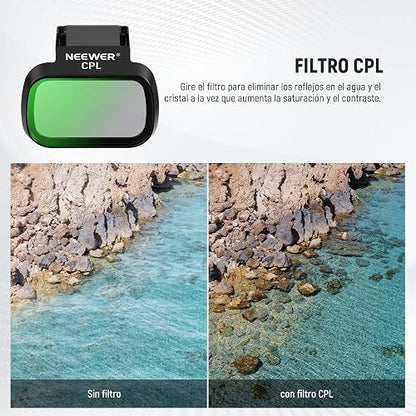 NEEWER ND Filter Set Compatible con dji Mini 4K/2 SE/SE/2/Mavic Mini (Paquete de 3), CPL/ND8/ND16 Filtros Densidad Neutra Cristal Óptico HD Multicapa Accesorios Lentes Cámara Drones, FL-C41