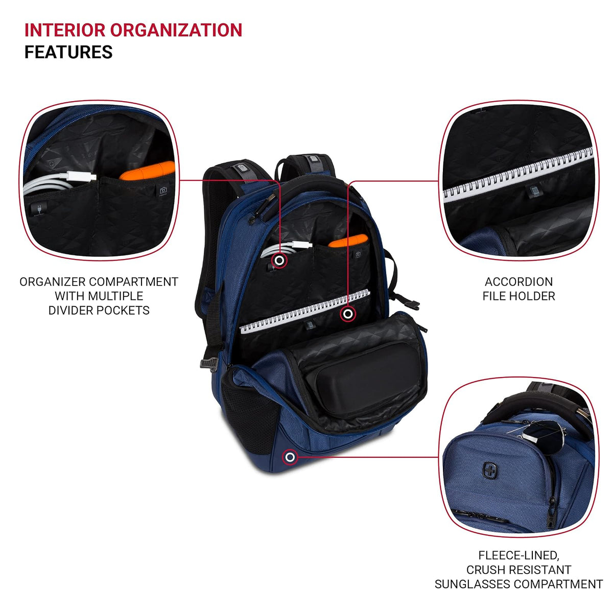 SwissGear 6752 TSA Friendly ScanSmart Laptop Backpack, Fits Most 17 Inch Laptops - Navy Ballistic