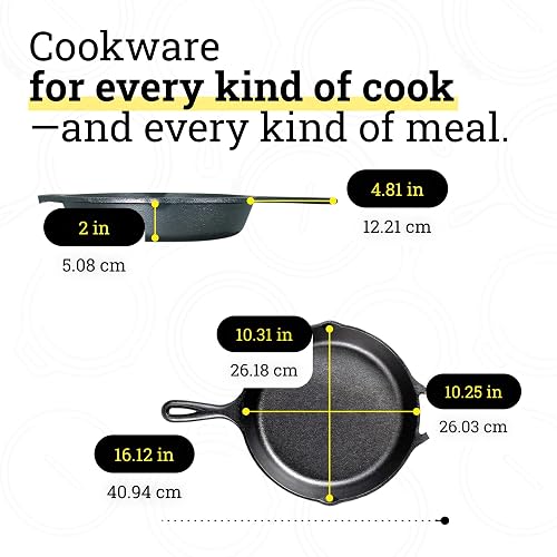 Lodge L8SK3 Sartén previamente curado, 26 cm, Negro, 26.03 cm, 26.03 cm