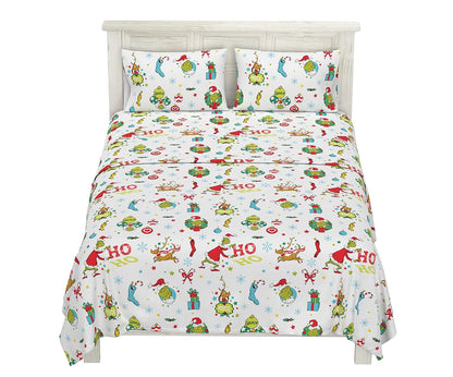 Franco Peanuts Snoopy Juego de Sábanas de Franela 100% Algodón - Doble - Grinch