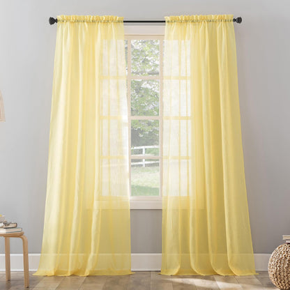 No. 918 Erica Panel de Cortina de Gasa Transparente - 1 - Amarillo - 129.5An x 160Al cm (1 Paneles)