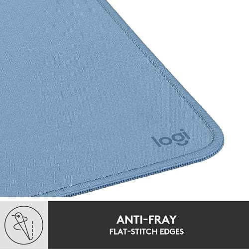 Logitech Mouse Pad - Studio Series, con Base de Caucho Antideslizante, Superficie Resistente a Salpicaduras, Materiales Durables, Portátil, Diseño Fresco y Moderno - Azul Claro