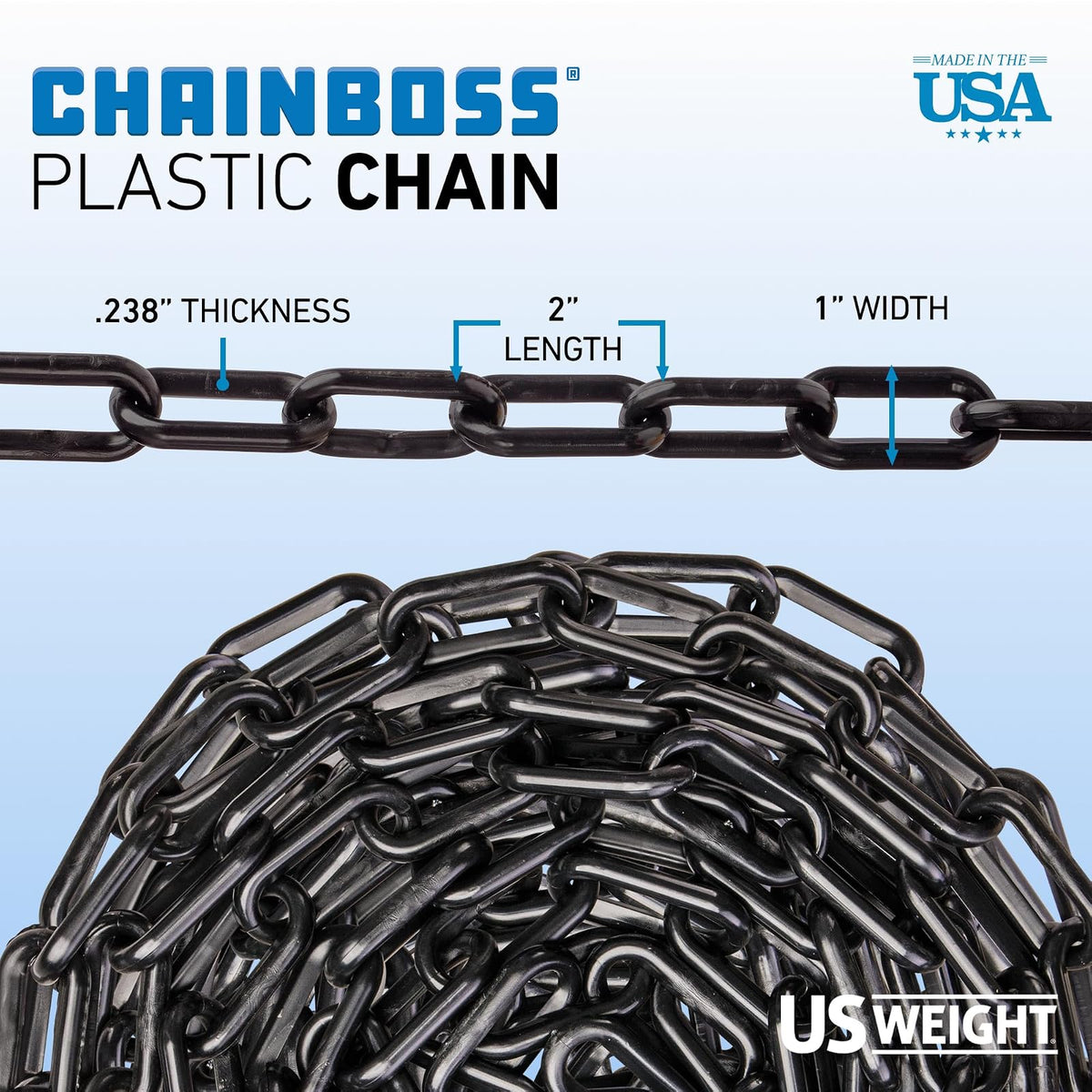 US Weight Cadena de Seguridad de Plástico Amarillo 2 x 100 Pies Resistente UV
