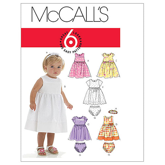 McCall's Patterns M6015 - Patrones de Costura para Vestidos con Forro para bebés, Bragas y Diadema, Todos los tamaños