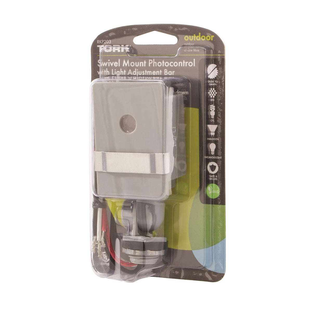 NSI TORK RKP203 Fotocontrol Giratorio para Exteriores 120V con Barra de Ajuste