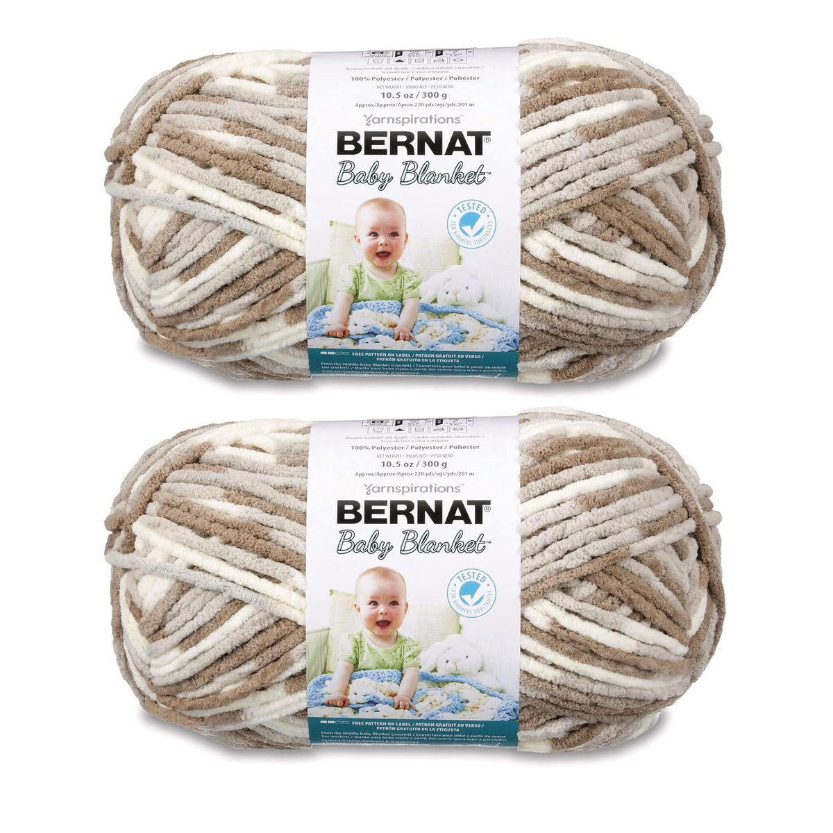 Bernat Baby Blanket Estambre Chenilla para Bebé - Paquete de 2 - PEQUEÑOS SANDCASTLES