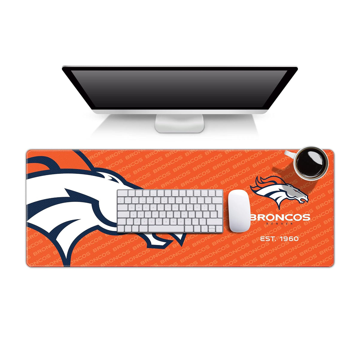 YouTheFan Tapete para Escritorio NFL con Logo de tu Equipo - 30.5 x 80 cm - Denver Broncos
