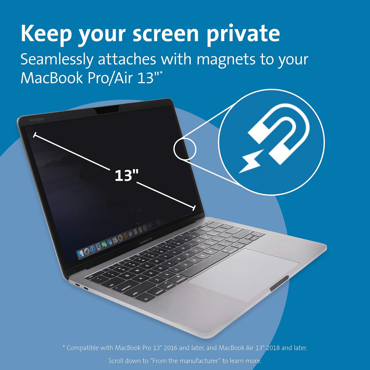 Filtro de Privacidad Kensington para MacBook 2016 & anteriores de 13", Magnético, Reversible