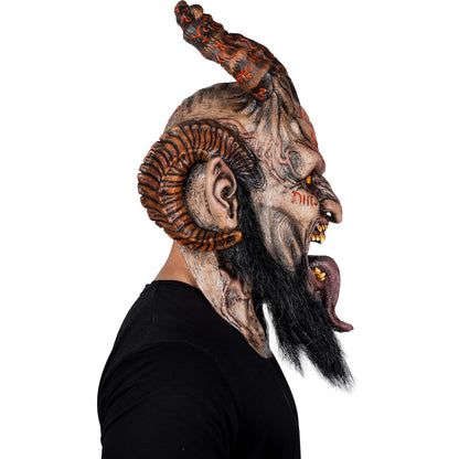 Ghoulish Productions Máscara Abadon de Látex con Cuello Integrado y Efecto Neón | Demonio Terror Realista para Halloween Cosplay y Fiestas | Beige Talla M