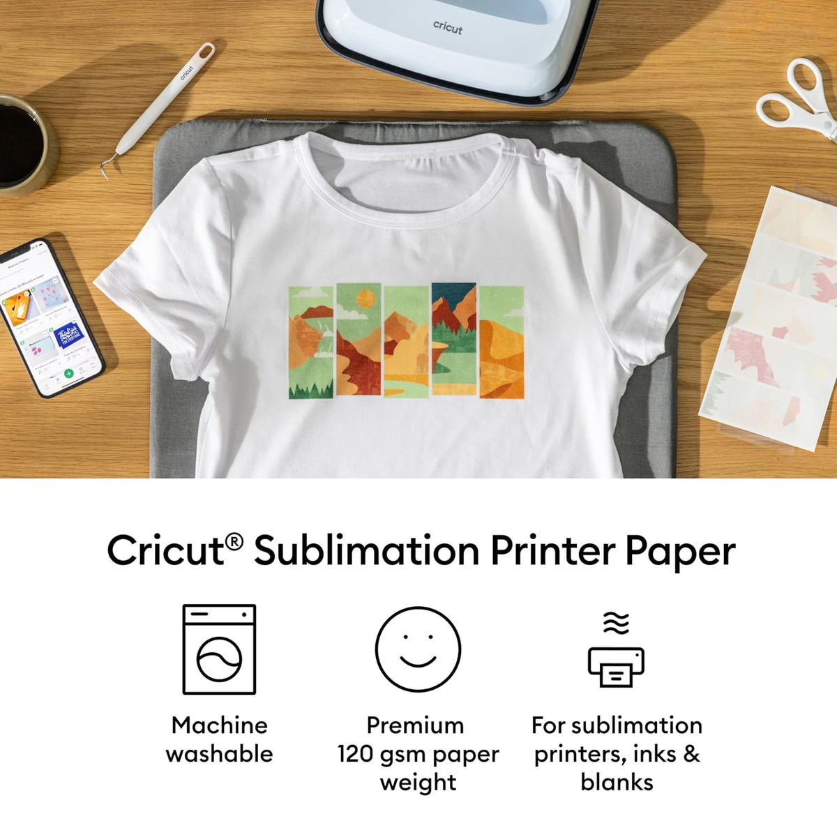 Cricut Papel para impresora de sublimación – 200 hojas | Tamaño de letra, compatible con impresora de sublimación y tinta (120 g/m²)