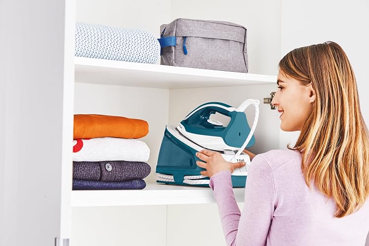 T-fal Generador de Vapor Express Easy SV6115X0 | 1500 W, Suela Cerámica Xpress Glide, tanque de 1.4 L, vapor vertical, sistema anti goteo, apagado automático