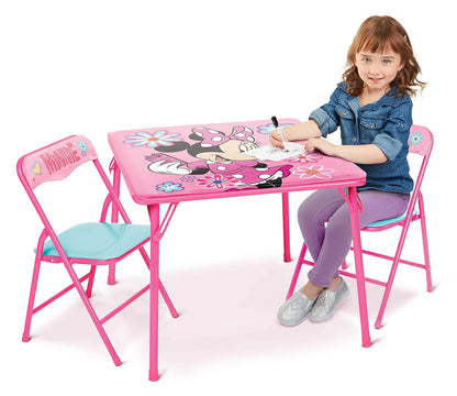 Minnie Mouse Juego de Mesa y sillas para niños y niños pequeños de 36 Meses hasta 7 años, Incluye: 1 Mesa (24 Pulgadas de Largo x 24 Pulgadas de Ancho x 20 Pulgadas de Alto), 2 sillas (13 Pulgadas de