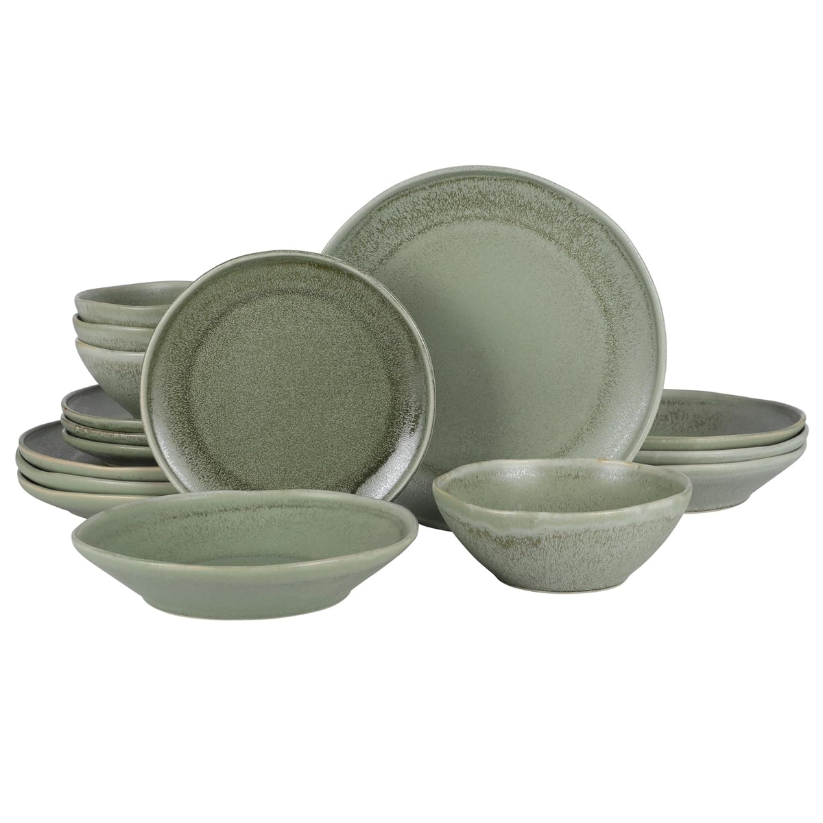 Gibson Elite Manila Bay Juego de Vajilla de Gres, Servicio para 4 - Service for 4 (16pcs) - Island Cove (verde)