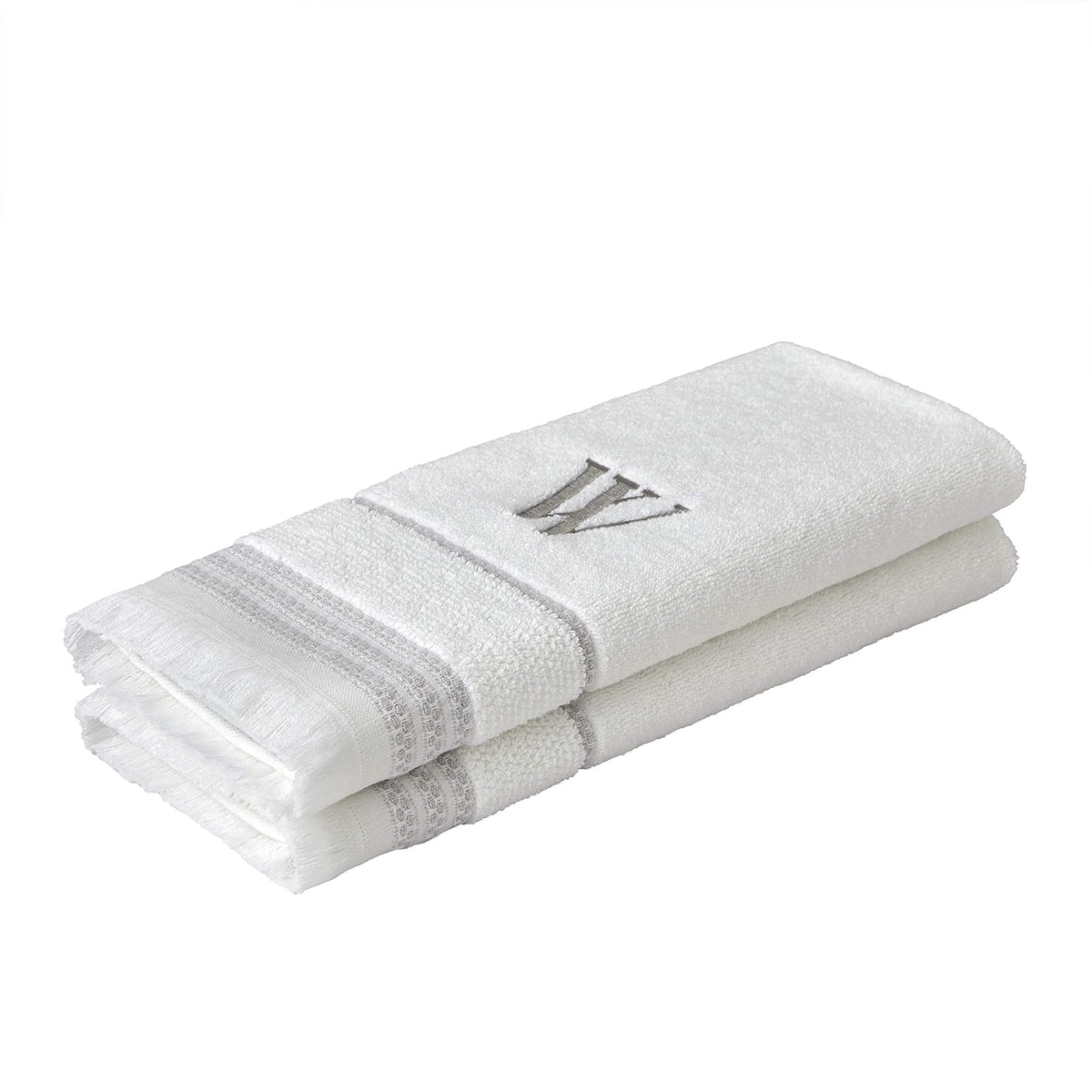 SKL Home - Toalla de Mano Casual Monograma (Paquete de 2), W, 16 x 26 Pulgadas, Color Blanco