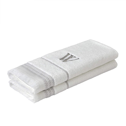 SKL Home - Toalla de Mano Casual Monograma (Paquete de 2), W, 16 x 26 Pulgadas, Color Blanco
