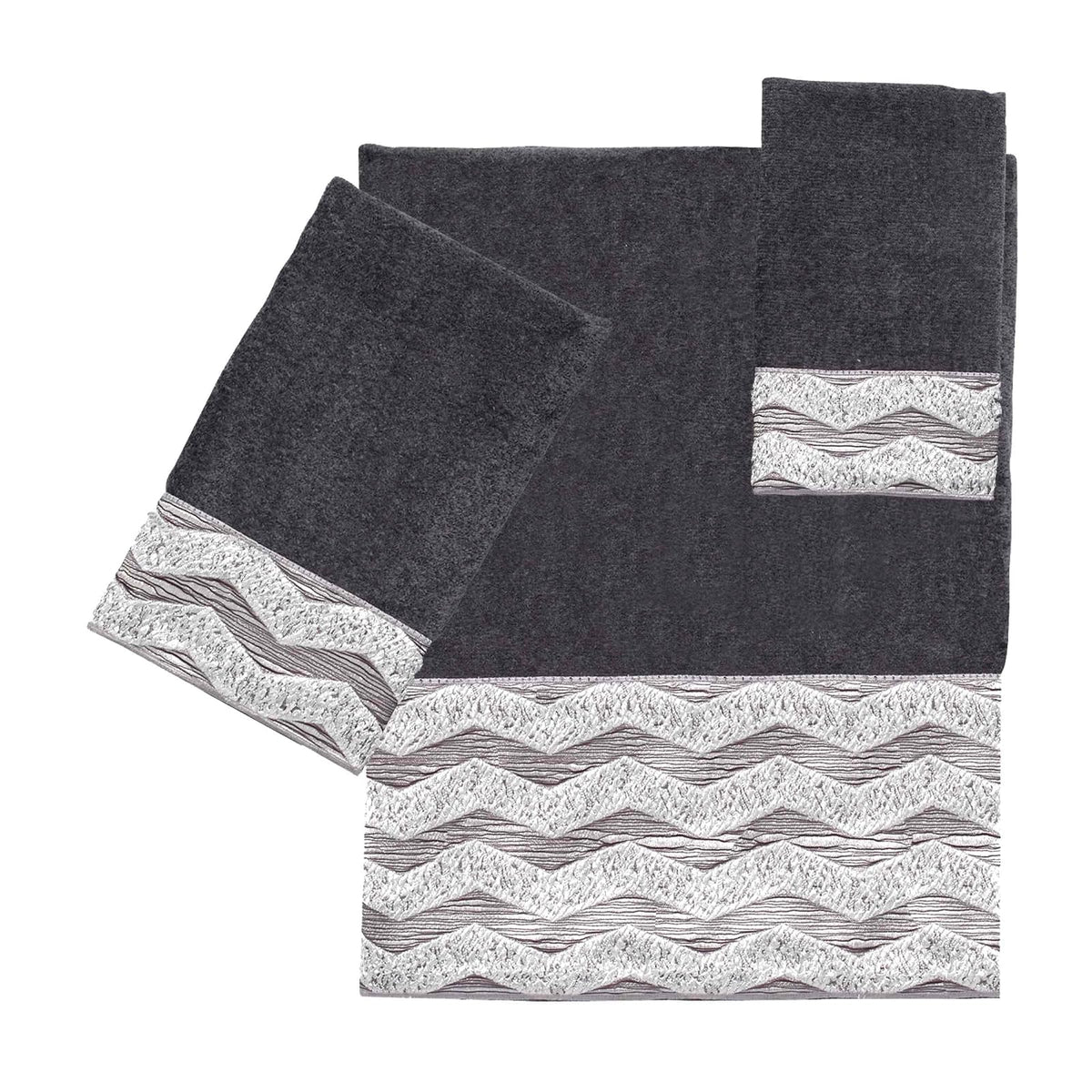 Avanti Linens - Toalla de Punta de los Dedos, Toalla de algodón Suave y Absorbente (colección Chevron Galaxy, Granito)