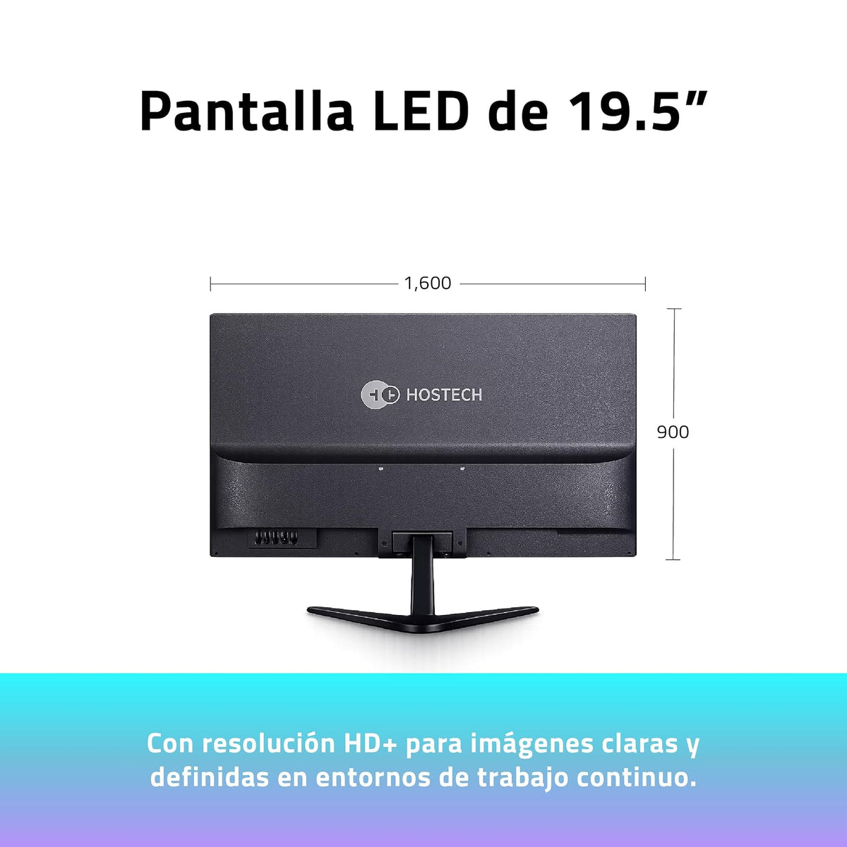 Monitor Hostech 19.5" HT-600 Panel Plano LED HD 75Hz 5ms 1xVGA + 1xHDMI + Vesa 100x100mm Negro