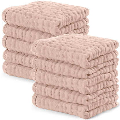 Comfy Cubs Toallitas de Muselina para Bebé, 6 Capas, Paquete de 10 - 10-Pack 10"X10" - Blush