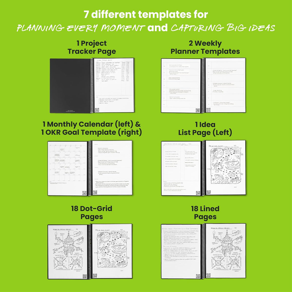 Rocketbook Cuaderno Inteligente Fusion - Gris | Seguimiento de objetivos, planificación de proyectos y toma de notas en un cuaderno
