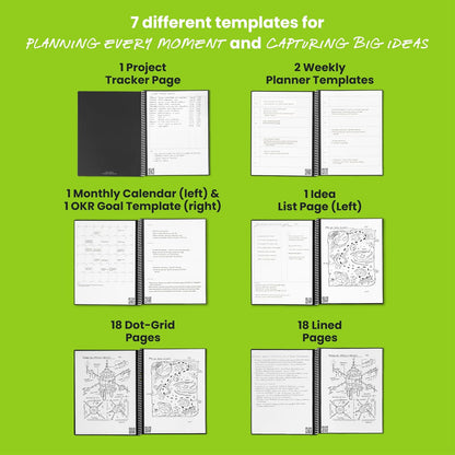 Rocketbook Cuaderno Inteligente Fusion - Gris | Seguimiento de objetivos, planificación de proyectos y toma de notas en un cuaderno