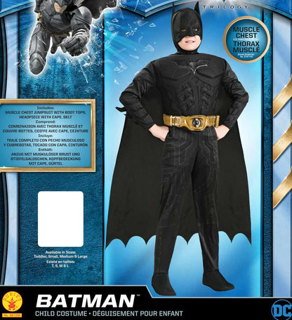 Batman Dark Knight Rises Child's Deluxe Muscle Chest Batman Costume with Mask/Headpiece and Cape