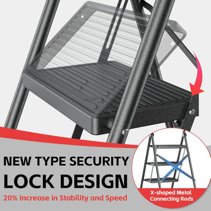 DIAMONDFORGE Escalera de 3 escalones 600 Libras Rojo