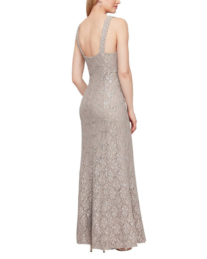 Ignite Evenings Vestido de Mujer con Lentejuelas y Encaje, Mink, 12