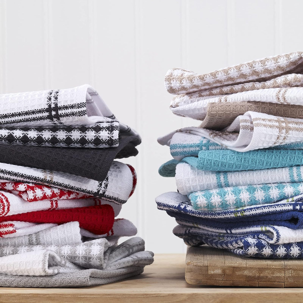 T-Fal Textiles - Juego de 4 paños de algodón para Cocina, diseño wafle Plano, Breeze, Brisa, Paquete de 4, 1